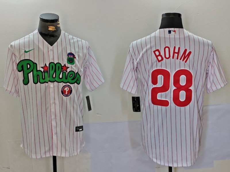 Men's Philadelphia Phillies #28 White Green Cool Base Stitched Jersey 3 Men's Philadelphia Phillies #28 White Green Cool Base Stitched Jersey 3