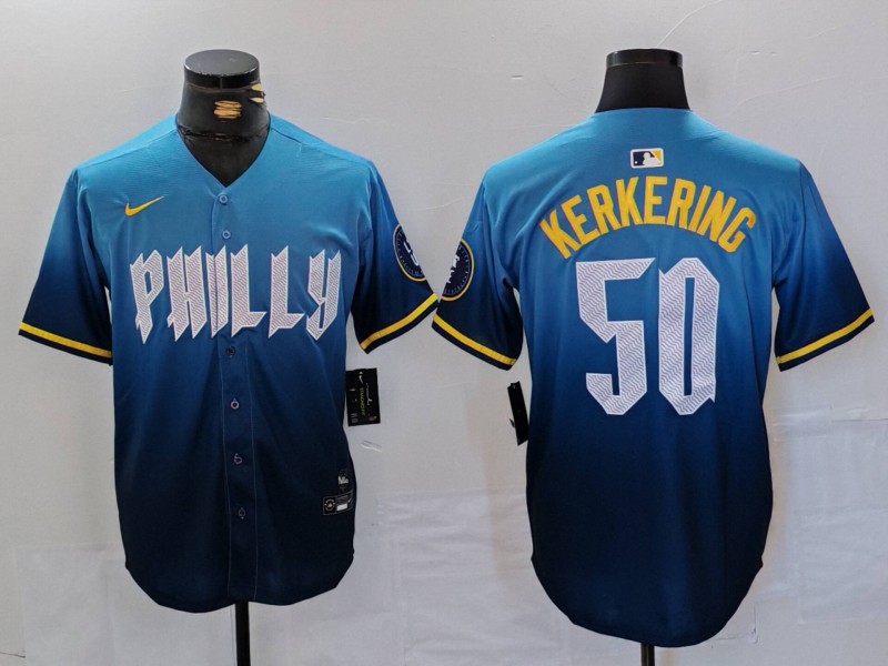 Men's Philadelphia Phillies #50 Orion Kerkering Blue 2024 City Connect Limited Stitched Jersey 5 Men's Philadelphia Phillies #50 Orion Kerkering Blue 2024 City Connect Limited Stitched Jersey 5