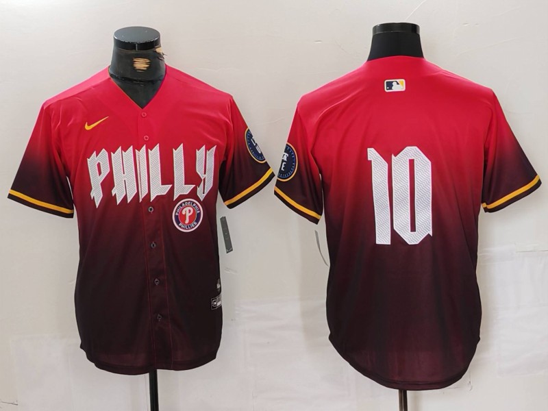 Men's Philadelphia Phillies #10 J.T. Realmuto Red 2024 City Connect Limited Stitched Jersey 2