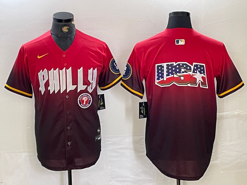 Men's Philadelphia Phillies Red Team Big Logo 2024 City Connect Limited Stitched Baseball Jersey 5 Men's Philadelphia Phillies Red Team Big Logo 2024 City Connect Limited Stitched Baseball Jersey 5
