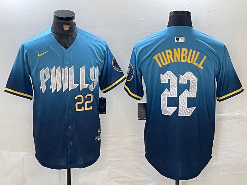 Men's Philadelphia Phillies #22 Spencer Turnbull Blue 2024 City Connect Limited Stitched Jersey 2 Men's Philadelphia Phillies #22 Spencer Turnbull Blue 2024 City Connect Limited Stitched Jersey 2