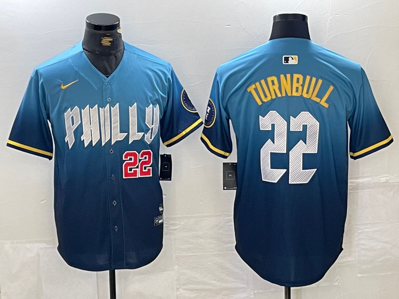 Men's Philadelphia Phillies #22 Spencer Turnbull Blue 2024 City Connect Limited Stitched Jersey 1 Men's Philadelphia Phillies #22 Spencer Turnbull Blue 2024 City Connect Limited Stitched Jersey 1