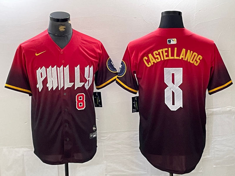 Men's Philadelphia Phillies #8 Nick Castellanos Red 2024 City Connect Limited Stitched Jersey 1 Men's Philadelphia Phillies #8 Nick Castellanos Red 2024 City Connect Limited Stitched Jersey 1