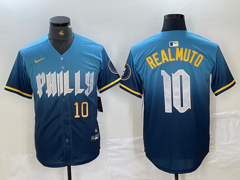Men's Philadelphia Phillies #10 J.T. Realmuto Blue 2024 City Connect Limited Stitched Jersey 3 Men's Philadelphia Phillies #10 J.T. Realmuto Blue 2024 City Connect Limited Stitched Jersey 3