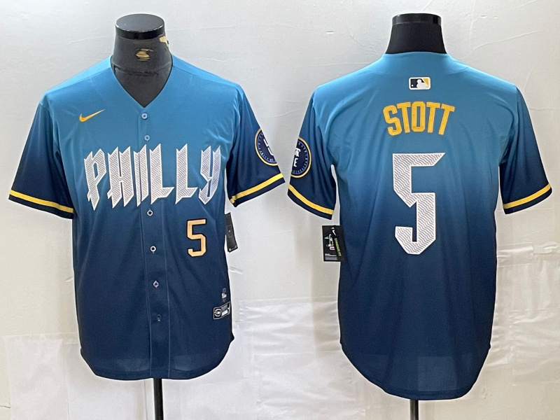Men's Philadelphia Phillies #5 Bryson Stott Blue 2024 City Connect Limited Stitched Jersey 3 Men's Philadelphia Phillies #5 Bryson Stott Blue 2024 City Connect Limited Stitched Jersey 3