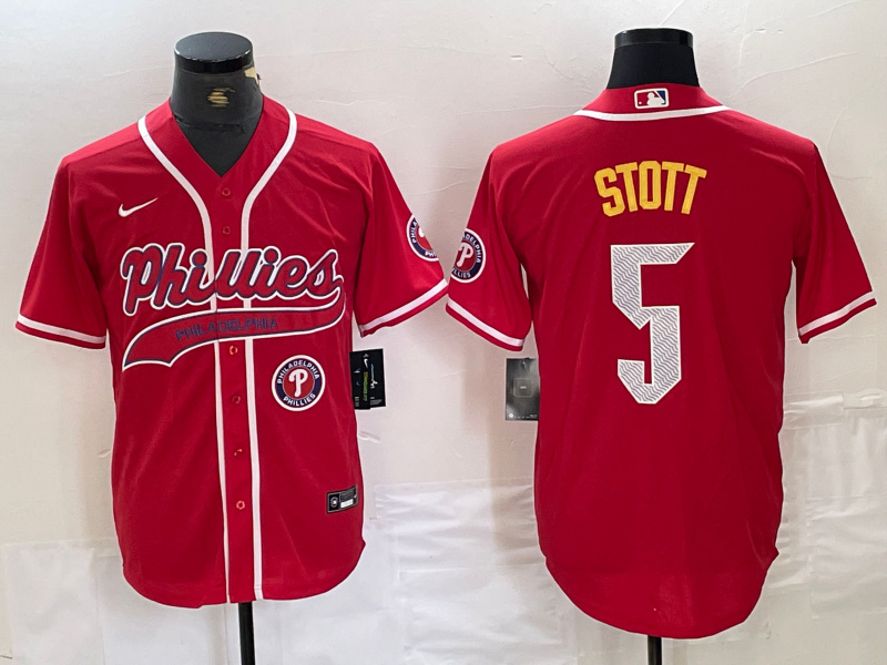 Men's Philadelphia Phillies #5 Bryson Stott Red 2024 City Connect Stitched Jersey 5 Men's Philadelphia Phillies #5 Bryson Stott Red 2024 City Connect Stitched Jersey 5