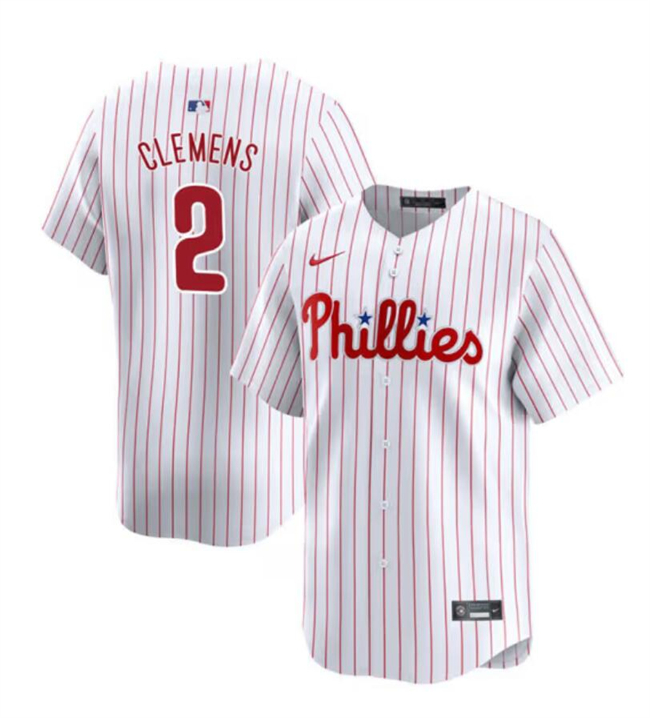 Men's Philadelphia Phillies #2 Kody Clemens White Home Limited Stitched Jersey Men's Philadelphia Phillies #2 Kody Clemens White Home Limited Stitched Jersey