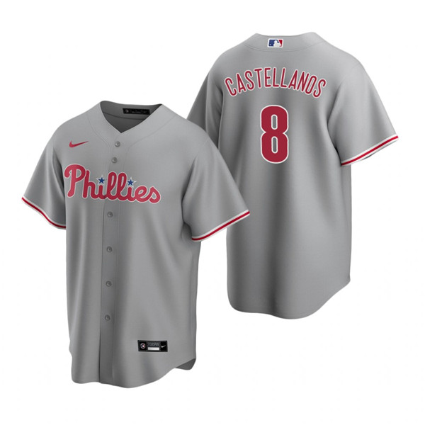 Men's Philadelphia Phillies #8 Nick Castellanos Grey Cool Base Stitched Jersey Men's Philadelphia Phillies #8 Nick Castellanos Grey Cool Base Stitched Jersey