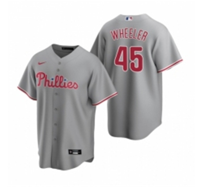 Mens Nike Philadelphia Phillies 45 Zack Wheeler Gray Road Stitched Baseball Jersey Mens Nike Philadelphia Phillies 45 Zack Wheeler Gray Road Stitched Baseball Jersey