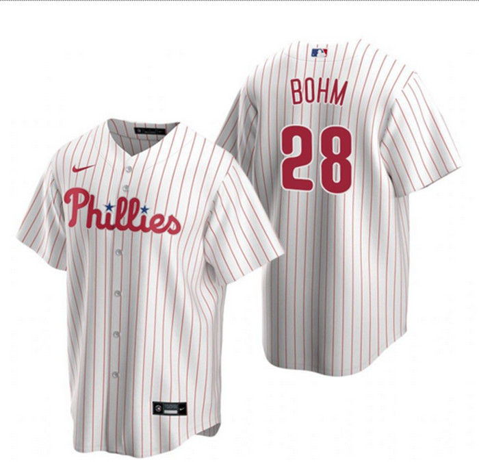 Philadelphia Phillies #28 Alec Bohm White Home stitch Jersey Philadelphia Phillies #28 Alec Bohm White Home stitch Jersey