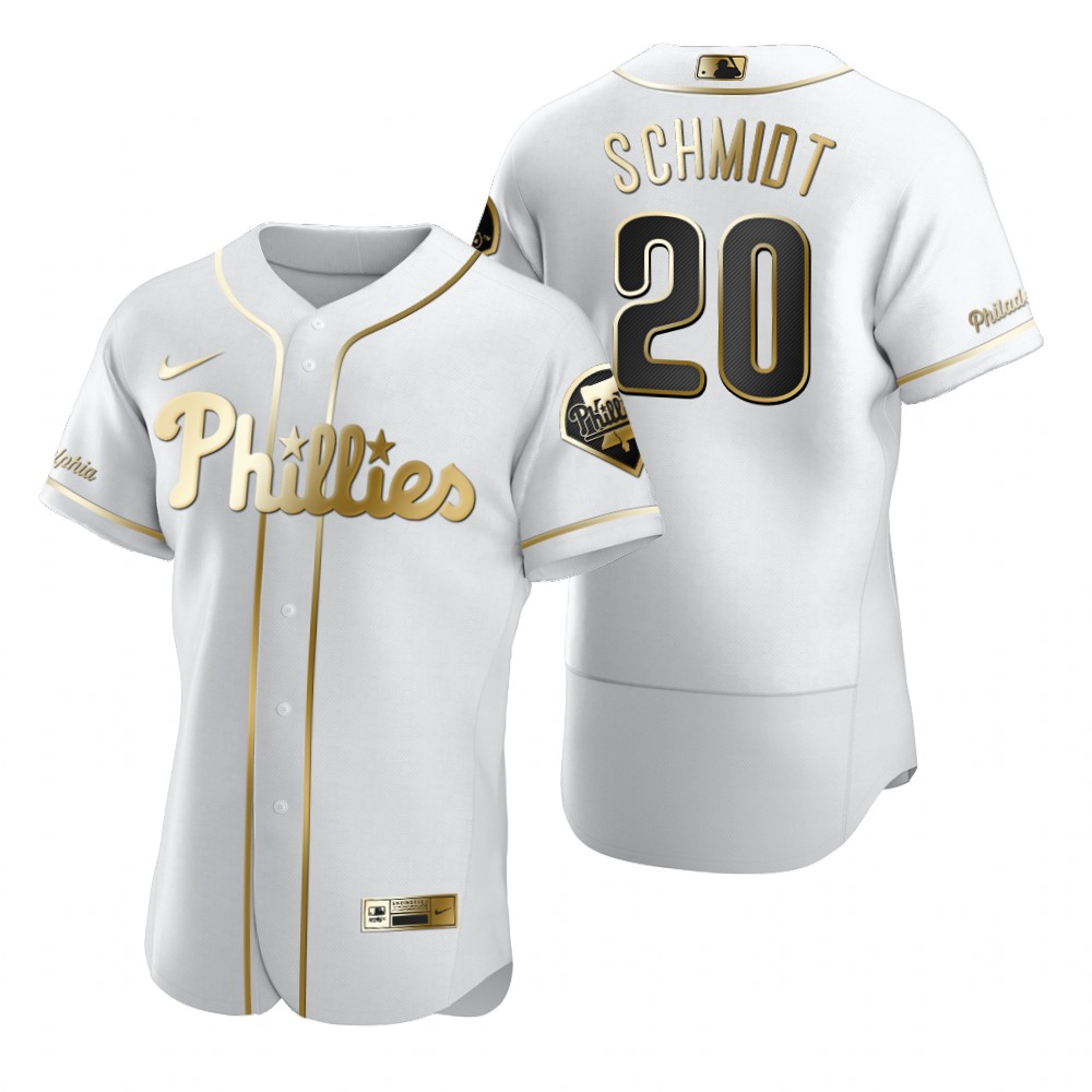 Philadelphia Phillies #20 Mike Schmidt White Nike Men's Authentic Golden Edition MLB Jersey Philadelphia Phillies #20 Mike Schmidt White Nike Men's Authentic Golden Edition MLB Jersey