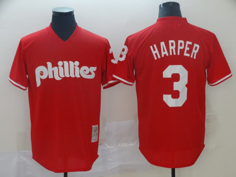 Phillies 3 Bryce Harper Red Throwback Jersey Phillies 3 Bryce Harper Red Throwback Jersey