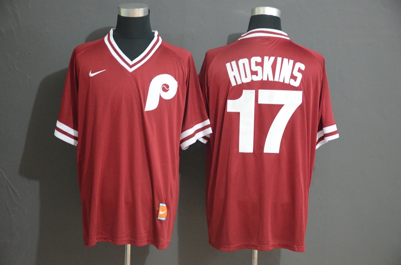 Phillies 17 Rhys Hoskins Red Throwback Jersey Phillies 17 Rhys Hoskins Red Throwback Jersey