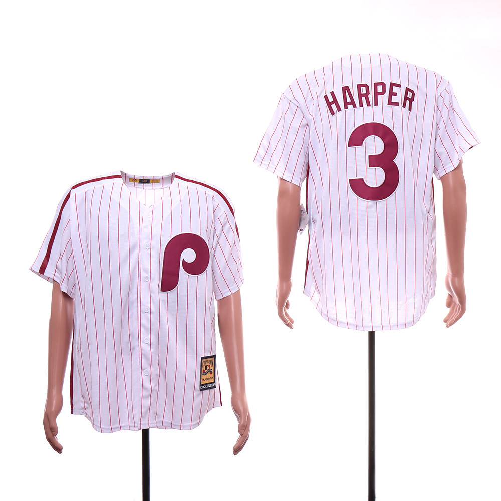 Phillies 3 Bryce Harper White Cooperstown Collection Jersey Phillies 3 Bryce Harper White Cooperstown Collection Jersey