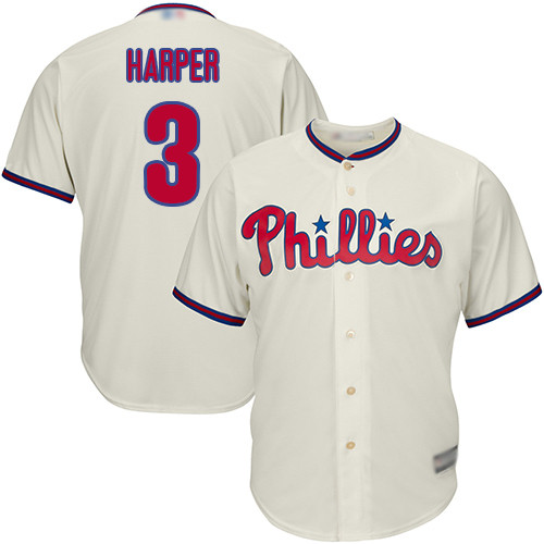 Phillies #3 Bryce Harper Cream New Cool Base Stitched Baseball Jersey Phillies #3 Bryce Harper Cream New Cool Base Stitched Baseball Jersey