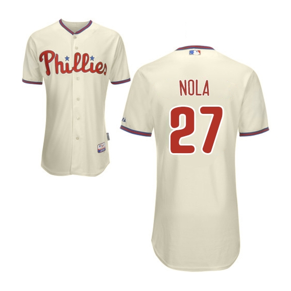 Men's Philadelphia Phillies #27 Aaron Nola Cream Cool Base MLB Jersey Men's Philadelphia Phillies #27 Aaron Nola Cream Cool Base MLB Jersey
