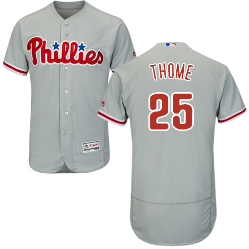 Phillies #25 Jim Thome Grey Flexbase Authentic Collection Stitched Baseball Jersey Phillies #25 Jim Thome Grey Flexbase Authentic Collection Stitched Baseball Jersey