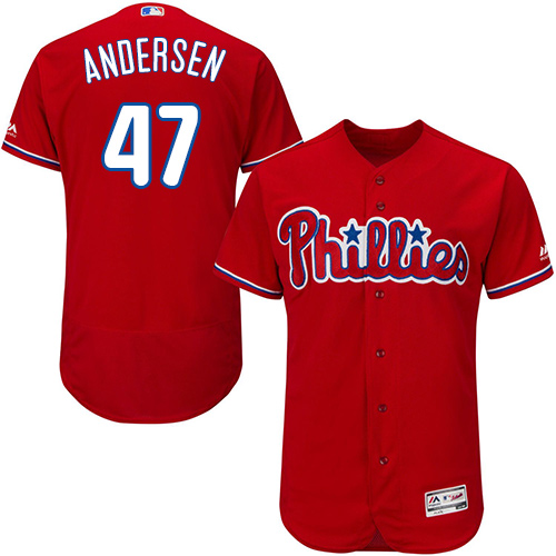Phillies #47 Larry Andersen Red Flexbase Authentic Collection Stitched MLB Jersey Phillies #47 Larry Andersen Red Flexbase Authentic Collection Stitched MLB Jersey