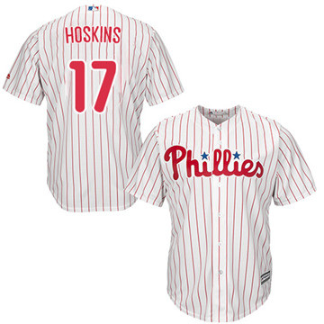 Phillies #17 Rhys Hoskins White(Red Strip) New Cool Base Stitched MLB Jersey