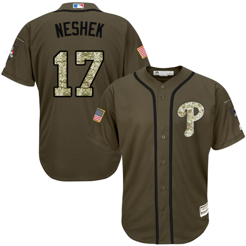 Phillies #17 Pat Neshek Green Salute to Service Stitched MLB Jersey Phillies #17 Pat Neshek Green Salute to Service Stitched MLB Jersey