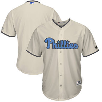 Men's Philadelphia Phillies Majestic Cream Father's Day Cool Base Replica Team Jersey
