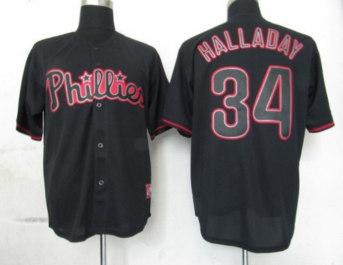 MLB Philadephia Phillis 34 Halladay Black Fashion Jerseys MLB Philadephia Phillis 34 Halladay Black Fashion Jerseys