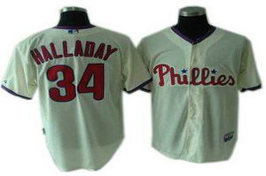 Philadelphia Phillies 34 Roy Halladay Cool Base Jerseys color cream Philadelphia Phillies 34 Roy Halladay Cool Base Jerseys color cream