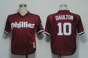 Philadelphia Phillies 10 Daulton Red throwback Jersey