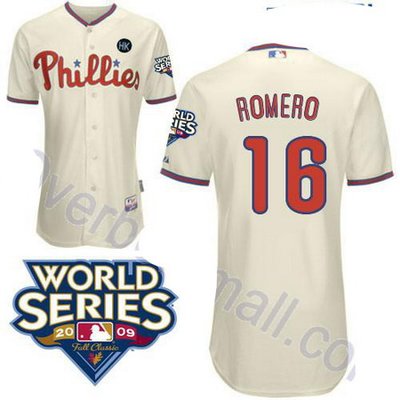 Philadelphia Phillies 16 J.C Romero Stitched cream jerseys Philadelphia Phillies 16 J.C Romero Stitched cream jerseys