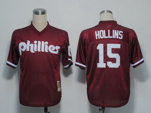 MLB Jerseys Philadelphia Phillies 15 Hollins Red throwback Jersey 1991