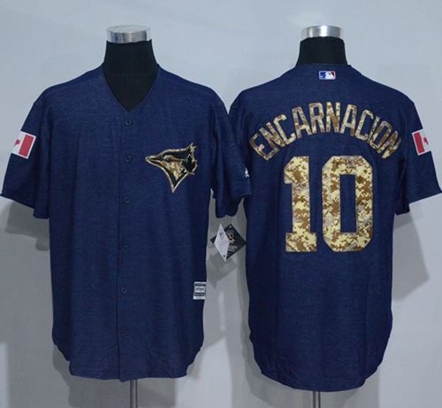 Blue Jays #10 Edwin Encarnacion Denim Blue Salute to Service Stitched MLB Jersey Blue Jays #10 Edwin Encarnacion Denim Blue Salute to Service Stitched MLB Jersey