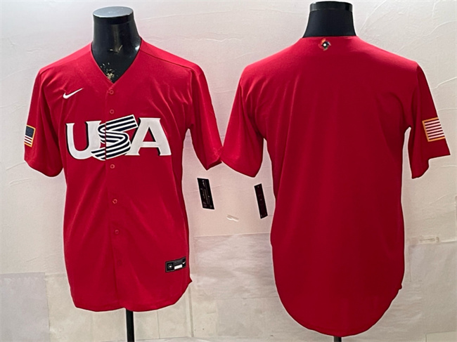 Men's USA Baseball Blank Red 2026 World Baseball Classic Stitched Jersey Men's USA Baseball Blank Red 2026 World Baseball Classic Stitched Jersey