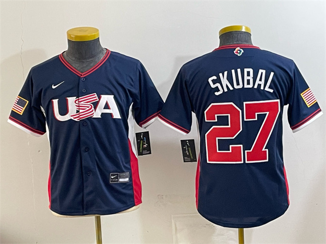 Youth USA Baseball #27 Tarik Skubal Navy 2026 World Baseball Classic Stadium Stitched Baseball Jersey Youth USA Baseball #27 Tarik Skubal Navy 2026 World Baseball Classic Stadium Stitched Baseball Jersey