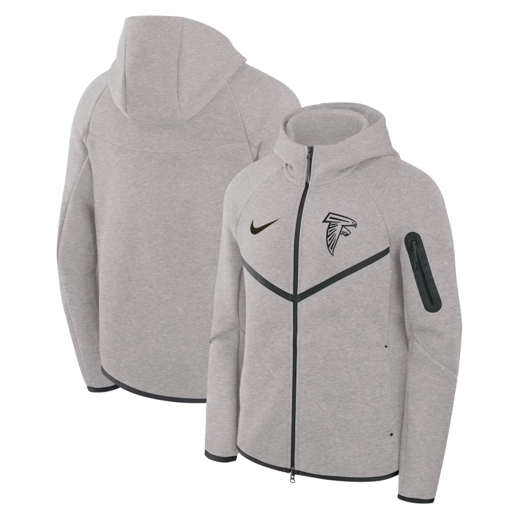 Men's Atlanta Falcons Grey Tech Fleece Windrunner Full-Zip Hoodie