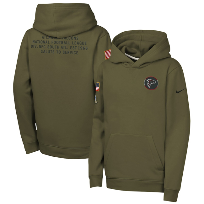 Youth Atlanta Falcons Olive 2025 Salute to Service Club Fleece Hoodie Youth Atlanta Falcons Olive 2025 Salute to Service Club Fleece Hoodie