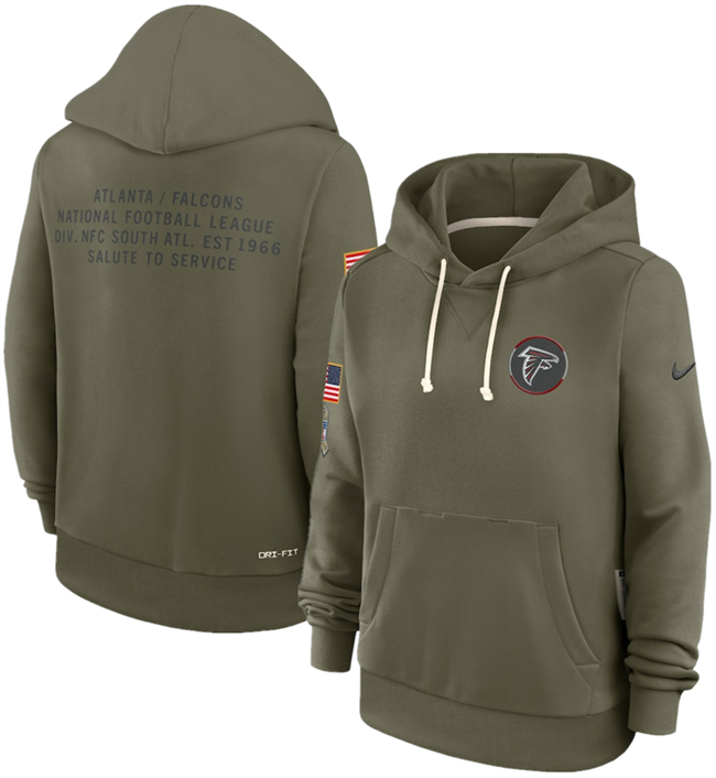 Women's Atlanta Falcons Olive 2025 Salute to Service Sideline Standard Issue Dri-FIT Hoodie(Run Small) Women's Atlanta Falcons Olive 2025 Salute to Service Sideline Standard Issue Dri-FIT Hoodie(Run Small)