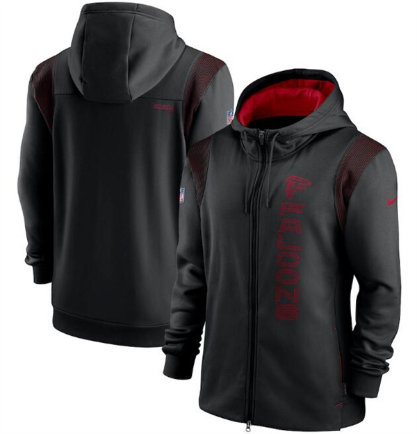 Men's Atlanta Falcons 2021 Black Sideline Team Performance Full-Zip Hoodie Men's Atlanta Falcons 2021 Black Sideline Team Performance Full-Zip Hoodie