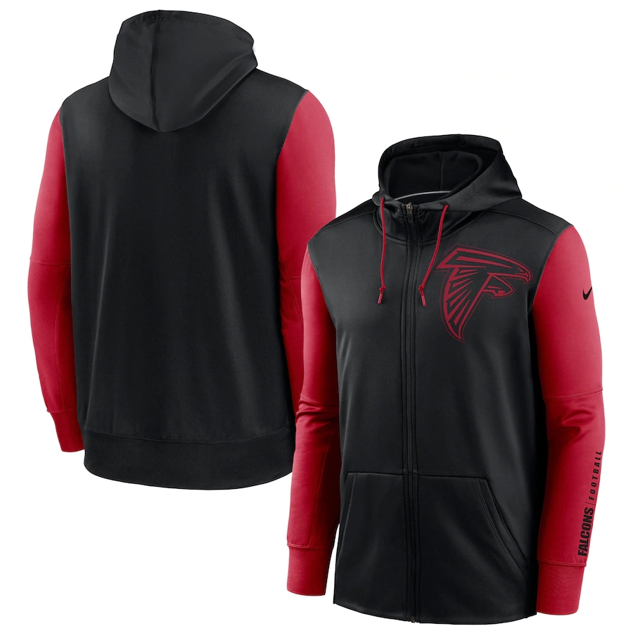Atlanta Falcons Black Red Fan Gear Mascot Performance Full-Zip Hoodie Atlanta Falcons Black Red Fan Gear Mascot Performance Full-Zip Hoodie