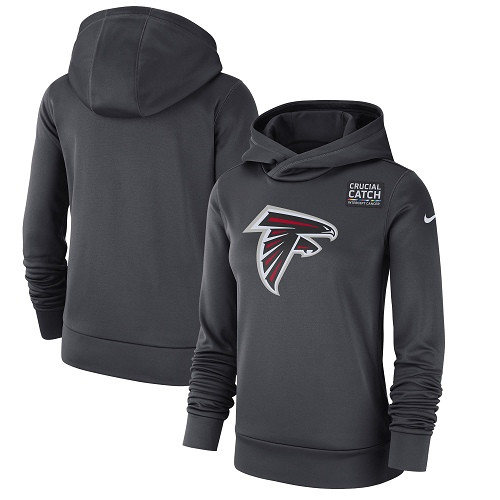 NFL Women's Atlanta Falcons Nike Anthracite Crucial Catch Performance Pullover Hoodie NFL Women's Atlanta Falcons Nike Anthracite Crucial Catch Performance Pullover Hoodie