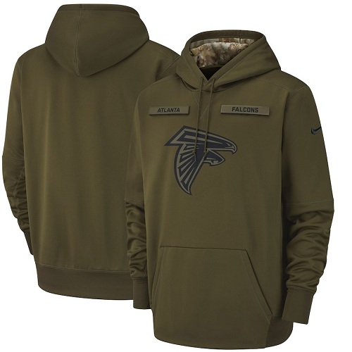 Men's Atlanta Falcons Nike Olive Salute to Service Sideline Therma Performance Pullover Hoodie Men's Atlanta Falcons Nike Olive Salute to Service Sideline Therma Performance Pullover Hoodie