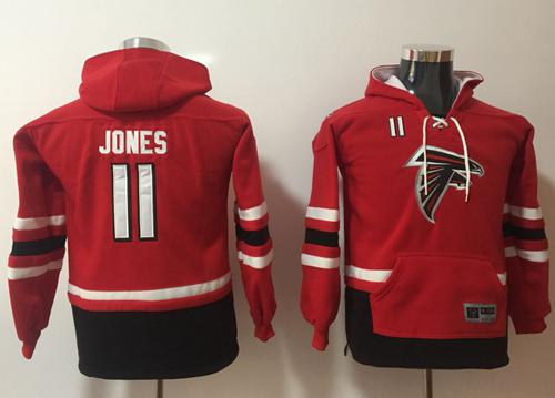 Nike Falcons #11 Julio Jones Red Youth Name & Number Pullover NFL Hoodie