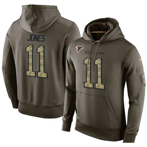 NFL Men's Nike Atlanta Falcons #11 Julio Jones Stitched Green Olive Salute To Service KO Performance Hoodie NFL Men's Nike Atlanta Falcons #11 Julio Jones Stitched Green Olive Salute To Service KO Performance Hoodie