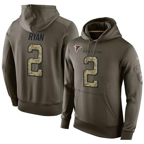 NFL Men's Nike Atlanta Falcons #2 Matt Ryan Stitched Green Olive Salute To Service KO Performance Hoodie NFL Men's Nike Atlanta Falcons #2 Matt Ryan Stitched Green Olive Salute To Service KO Performance Hoodie