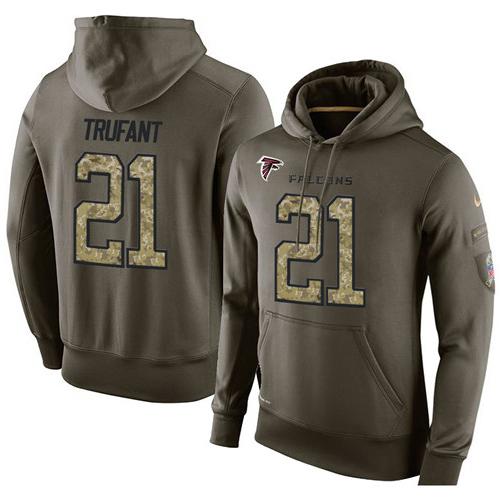NFL Men's Nike Atlanta Falcons #21 Desmond Trufant Stitched Green Olive Salute To Service KO Performance Hoodie NFL Men's Nike Atlanta Falcons #21 Desmond Trufant Stitched Green Olive Salute To Service KO Performance Hoodie