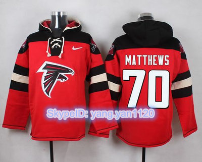 Nike Falcons #70 Jake Matthews Red Player Pullover NFL Hoodie Nike Falcons #70 Jake Matthews Red Player Pullover NFL Hoodie