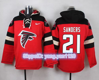Nike Falcons #21 Deion Sanders Red Player Pullover NFL Hoodie
