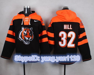 Nike Bengals #32 Jeremy Hill Black Player Pullover NFL Hoodie
