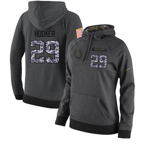 Nike Colts #29 Malik Hooker Stitched Women's Black Anthracite Salute to Service Player Performance Hoodie