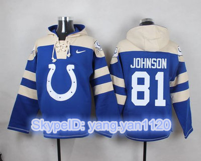 Nike Colts #81 Andre Johnson Royal Blue Player Pullover NFL Hoodie