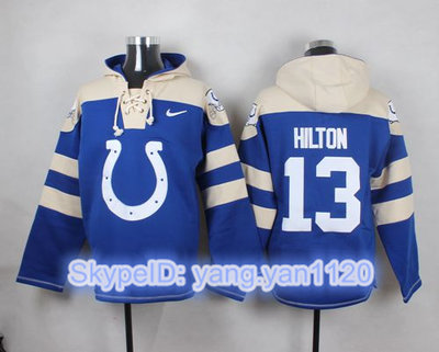 Nike Colts #13 T.Y. Hilton Royal Blue Player Pullover NFL Hoodie